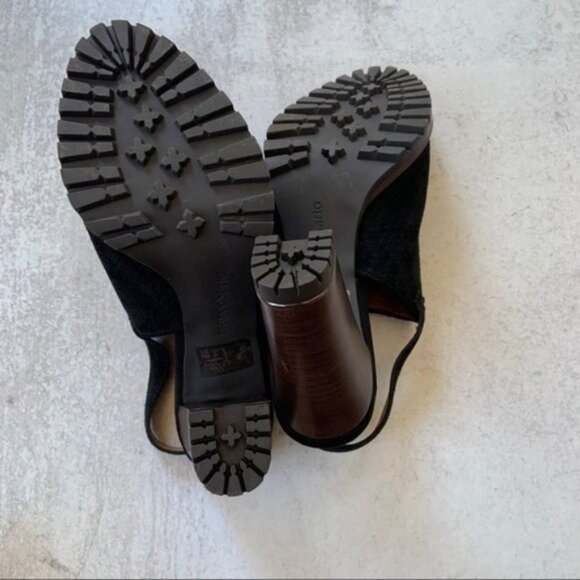 Franco Sarto Y2K Suede Slingback Heels Black Perforated Suede - Picture 6 of 8